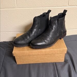 Steve Madden Black Leather Men's Ankle Boots